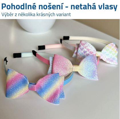 Třpytivá čelenka s mašlí - pastelová