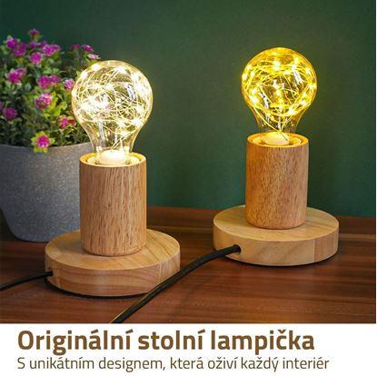 Dřevěná stolní lampa se žárovkou - teplé světlo