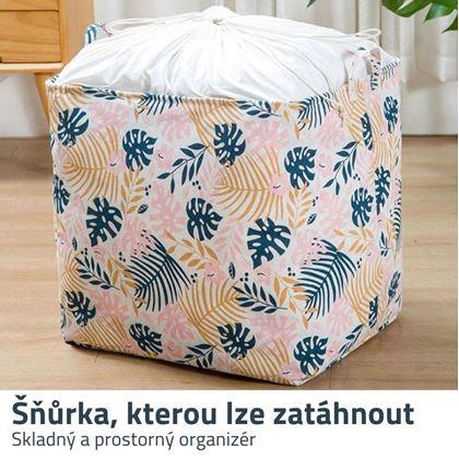 Obrázek z Úložný koš na textil se stahovací šňůrkou - listy