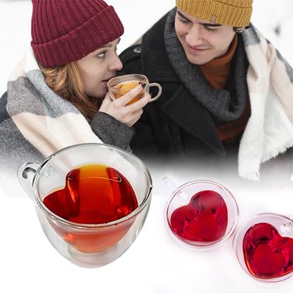 Obrázek Skleněný hrnek s dvojitou stěnou - srdíčko